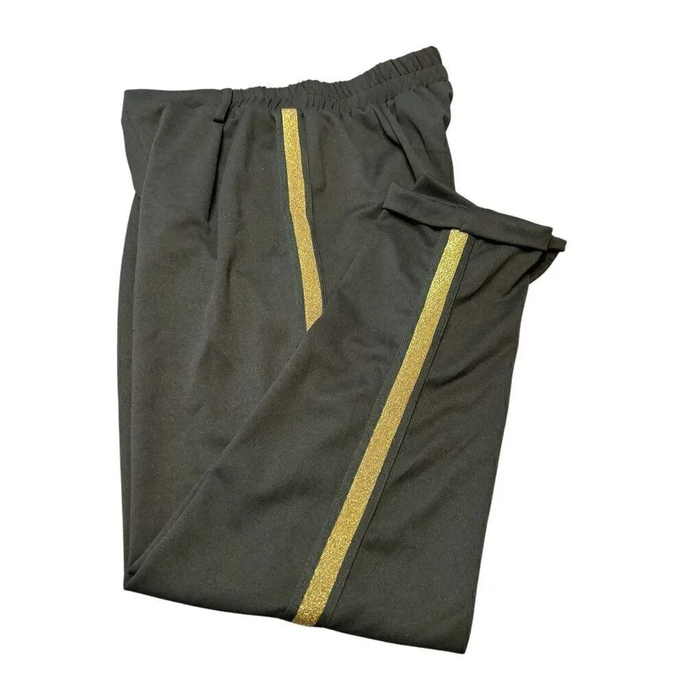 Like An Angel Dressy Jogger Gold Stripe Pants Size Medium Black